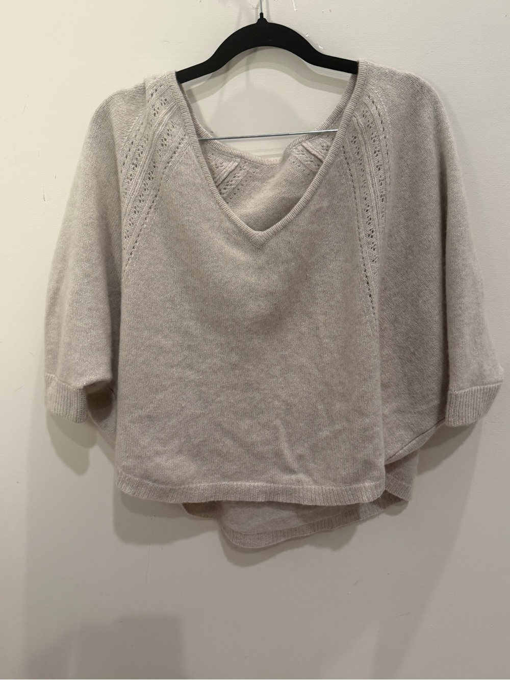 Vintage Neutral Cream V-Neck Poncho Sweater